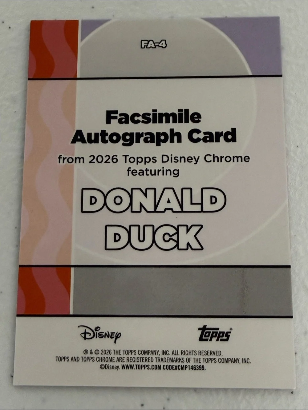 2026 Topps Chrome Donald Duck Facsimile Auto /28 - Picture 2 of 2